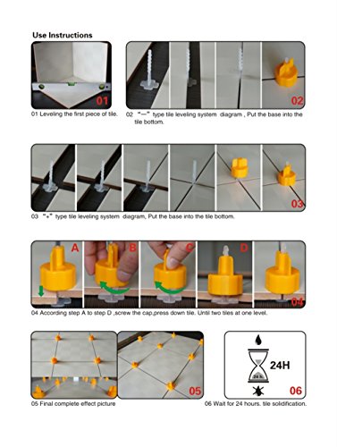 ASIBT 100pcs Spacer Flooring Level Tile Leveling Spacer Set System Construction (+ Straps with Caps)