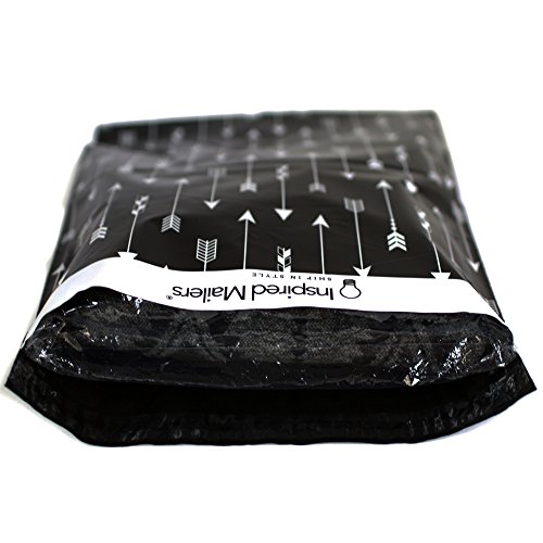 Poly Mailers Tribal Pattern Arrows Print - Choose from 6x9, 10x13 or 14.5x19 Sizes - Purple or Black - (Black, 14.5x19)