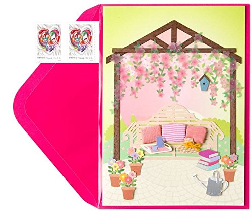 Papyrus Equisite Garden Gazebo Mother’s Day Card with Forever Heart Stamps Bundle