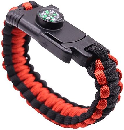 Military Outdoor Paracord Survival Bracelet Parachute Rope Bracelet - Compass,Flint Stone,Fire Sticks,Knife,Whistle