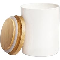 Food Storage Jar, 10.13 FL OZ (300 ML), 77L Ceramic Food Storage Jar with Airtight Seal Bamboo Lid - Modern Design White…