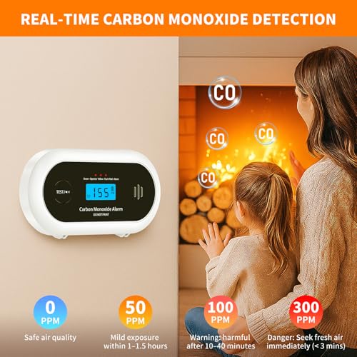 Carbon Monoxide Detector – 10-Year Sealed Battery CO Alarm with LCD Display, Carbon Monoxide Alarms for Home, EN 50291 Certified – Alertlink VC22R