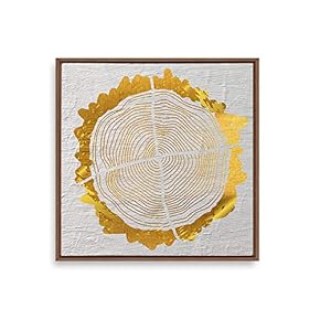 Framed Golden Abstract Annual Rings Home Artwork for...