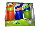 Contigo Kids Autospout Water Bottles 3 pack, 14 oz.(Nectarine/Tidal Blue/Chartreuse)