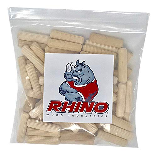 100 Pack 1/4" x 1" Wooden Dowel Pins Wood Kiln Dried Fluted and Beveled, Made of Hardwood in U.S.A. ... - Thumbnail 2