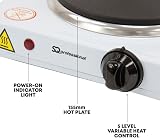 SQ Professional Electric Hot Plate with Single Ring 1000W White view 3
