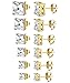Thunaraz 316L Surgical Steel Stud Earrings Princess Cut Square Cubic Zirconia Earrings Set 6 Pairs 3mm-8mm (Golden Tone)