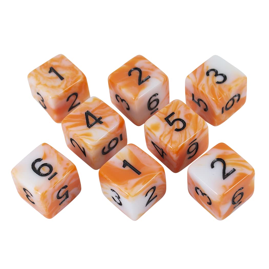 Paladin Roleplaying Orange and White Dice - 8 D6 Set - 'Troll Slay'
