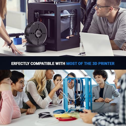Filamento de Impressão 3D PLA (Preto), Filamento Impressora 3D, Filamento Brilhante para Impressora 3D 1Kg, Seda 1.75 mm Filamentos 3D Brilhantes, Adequado para Maioria Das Impressoras 3d