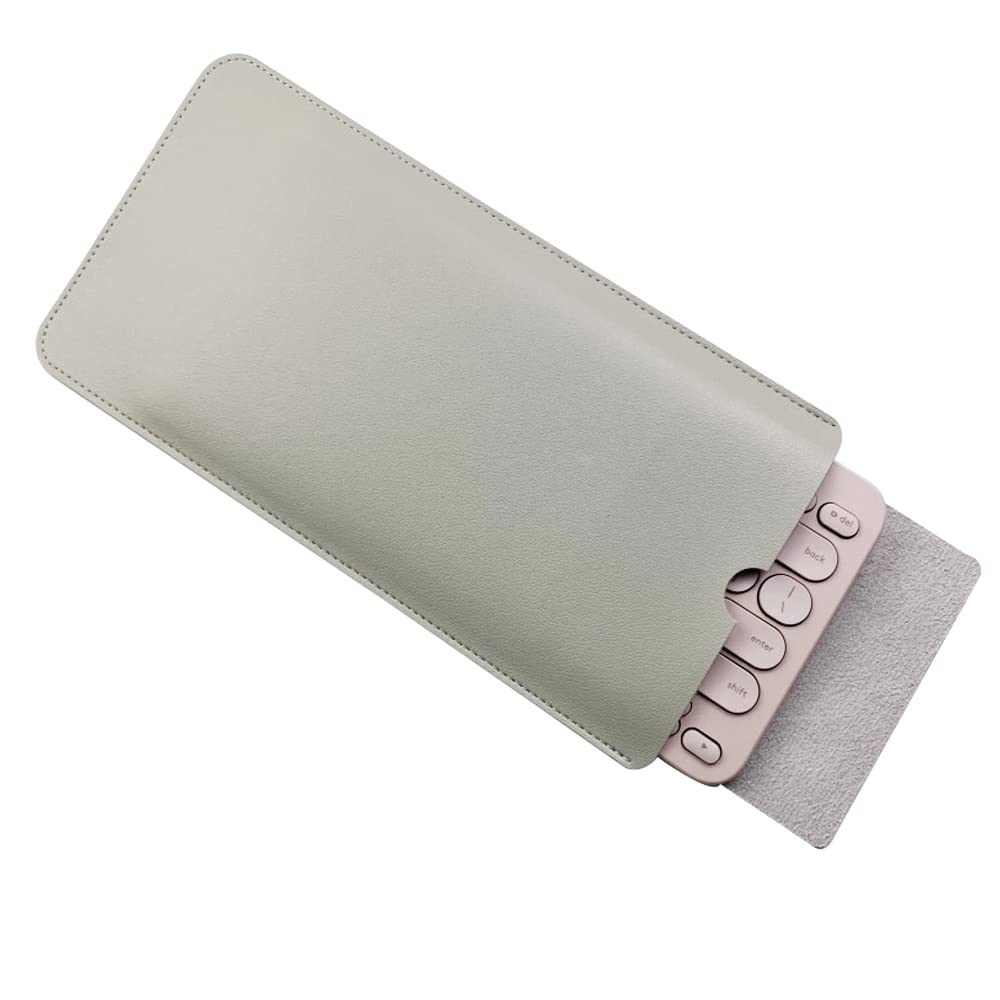 Hosoncovy PU Leather Portable Keyboard Carrying Case Storage Bag Dustproof Protective Case for Logitech K380 Multi-Device Bluetooth Keyboard (Grey)