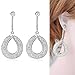 Mytys Fashion Jewelry Gold and Silver Tone Mesh Crystal Oval Hollow Dangle Earrings Pieced