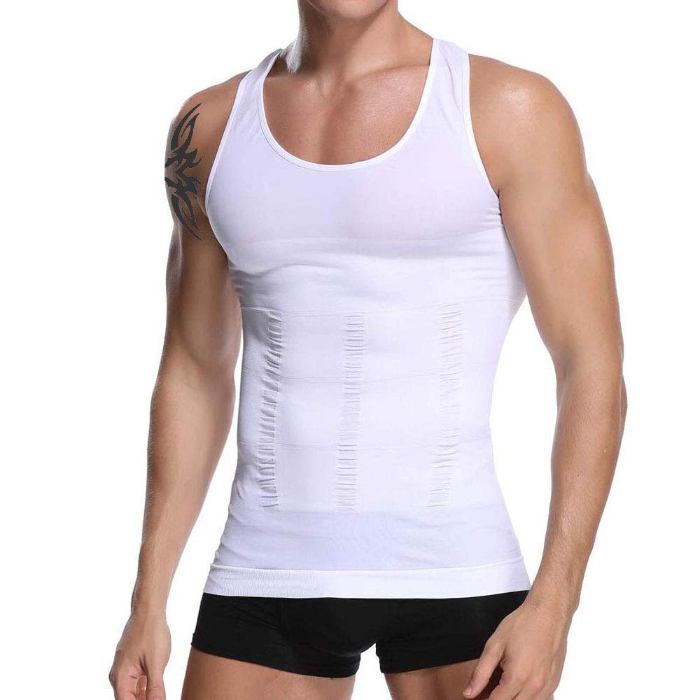 HANERDUN Men Compression Shirt Slimming Body Shaper Vest Tummy Control