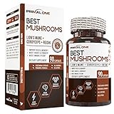 Best Mushrooms w/Lions Mane, Cordyceps Sinensis, Reishi - Nootropic Brain Supplement & Immune System Booster - Premium Mushroom Extracts for Energy, Stress Relief, Focus - 90 Natural Veggie Pills
