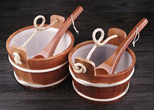 Handcraft Red Cedar Sauna Water Pail Bucket and Ladle Set For Dry Sauna Accessories