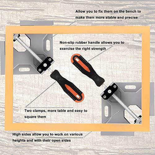 TAIWAIN 90 Degree Right Angle Clamps - Adjustable Woodworking Corner Clamps For Frames & Boxes