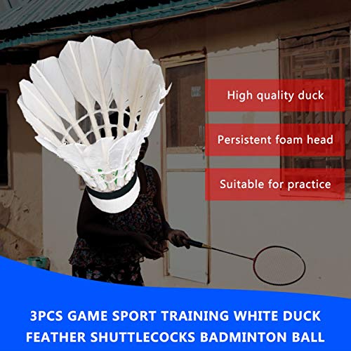 Badminton,3 x Training White Duck Feathers Badminton Shuttlecocks Birdies Ball Game Sport Entertainment Product Badminton Balls with Can