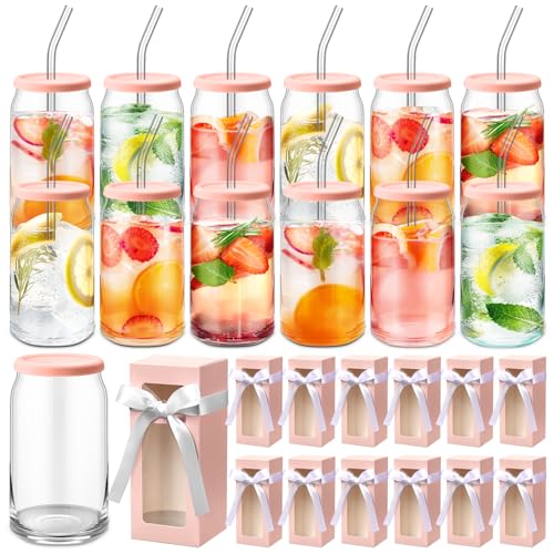 Yetene 12-Pack 16 Oz Glass Juice Bottles - With Lids, Straws & Brush, Reusable For Smoothies, Juicing, Drinks On-the-Go - View #2