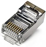 Tupavco TP806 Shielded RJ45 CAT5 CAT5E Crimp Connector (100 Pack Bag) 8P8C STP Ethernet Network Cable Plug Crimp Jack...
