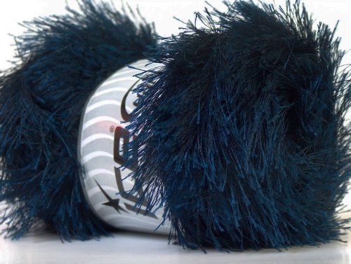 Large 100 gram Skein Navy Blue Eyelash Yarn Fun Fur 164 Yards