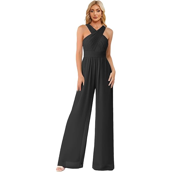 Amazon.com: SMALAKAM Summer Jumpsuits for Women 2025 Belt Black Wedding  Guest Romper Long Pant Suits with Pockets Size 0 : Clothing, Shoes & Jewelry