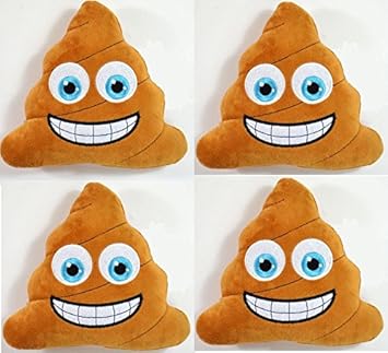 BUSDUGA - Emoticon Kissen , 16cm , Emotionen zum Kuscheln - Das Perfekte Geschenk (Kackhaufen 4er Set)