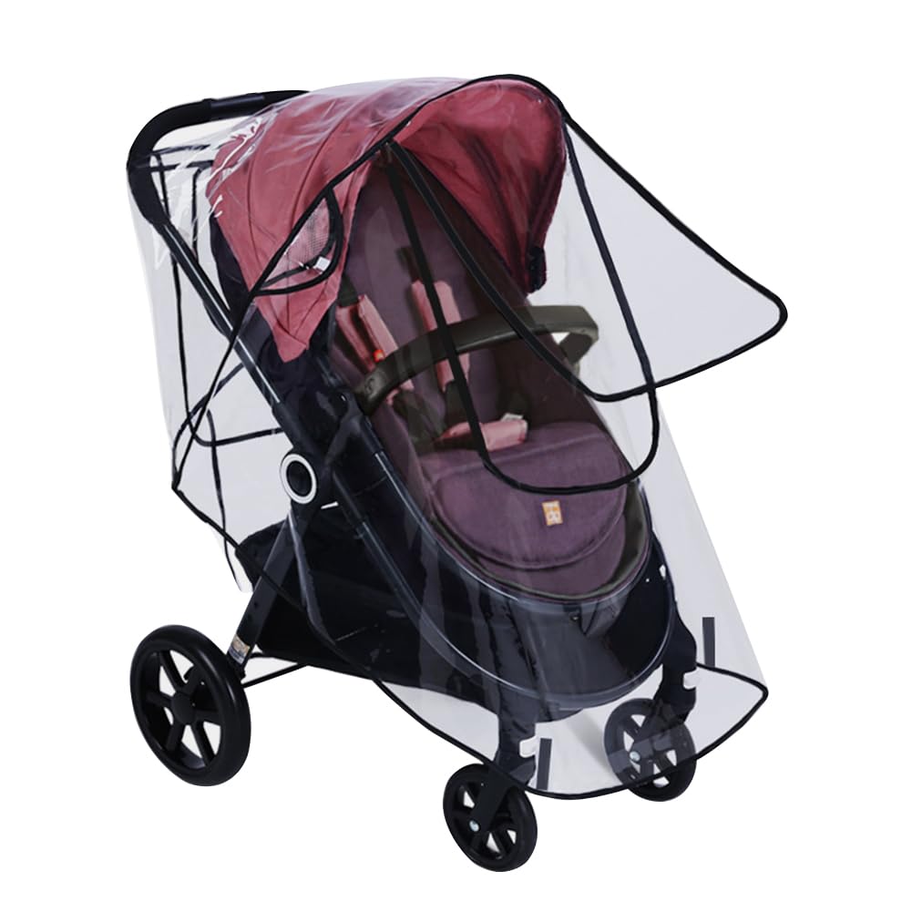 Universal Stroller Cover Large Rain Cover for Buggy Pushchair Pram with Zip Waterproof Windproof Travel Outdoor Stroller Rain Cover Weather Shield Protect for Sun Dust Snow