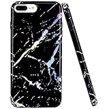 iPhone 7 Plus Case, iPhone 8 Plus Case, JIAXIUFEN Shiny Change Color Black Marble Design Black Bumper TPU Soft Rubber Silicone Cover Phone Case for Apple iPhone 7 Plus /iPhone 8 Plus