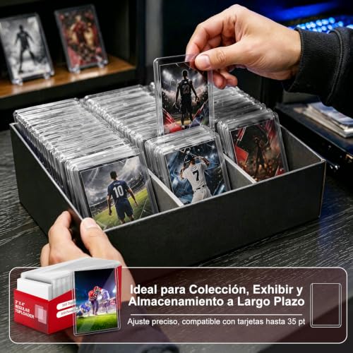 200PCS Clear Card sleeves, Top Loader, 2.5 x 3.5 pulgada Fundas para Cartas para Tarjetas de Fútbol, Béisbol, Juegos y Coleccionable (100pcs Dura Toploader + 100pcs Suave Sleeves)
