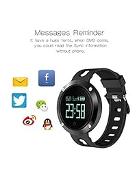 Fitness Tracker Reloj, jiameiyi IP68 impermeable inteligente Monitor de sueño pulsera con intelligents Heart Rate Monitor de presión sanguínea para iOS y Android, Negro Negro