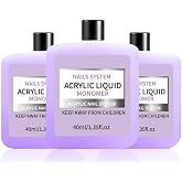 3Pcs 40ml Acrylic Liquid Monomer for Nail &ndash; Strong Bond for Acrylic Powder &amp; Nail Tips, Self-Leveling for Smooth Application Sculpting, Salon Quality for Nail Techs &amp; Lovers
