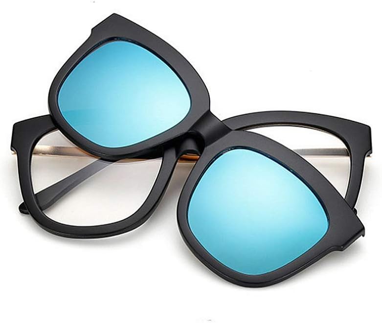 Unisex glasses Full Frame Retro Sunglasses With Interchangeable Lenses For Men Women Colored Lens Unbreakable TR90 Frame Clip-on UV Protection Magic Sunglasses With Magnetic Vintage Eyeglasses