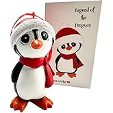 Penguin Christmas Ornament Cute Tree Decoration with Santa Hat Holiday Set with Legend Story Card Gift