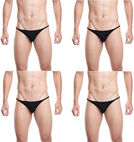 Kseey 4-Pack Men's purified cotton briefs fashion Comfortable Underwear Bikini Black XL