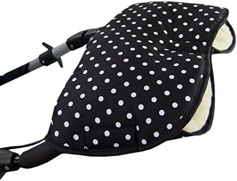 Bambini World Universal Hand Muff/Hand Warmer for Pushchairs Buggy, Jogger with Wool – Dots (Black White Dots)