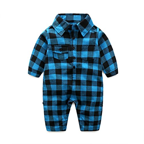 Highpot Baby Boy Girl (0~18M) Button Grid Shirt Costume Romper Jumpsuit Outfit