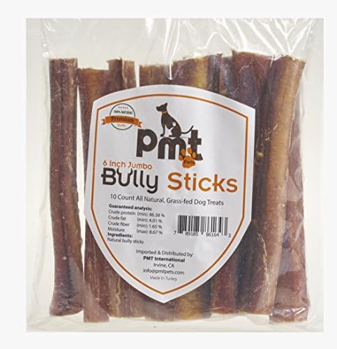 PMT PETS Bully Sticks - 6 Inch Jumbo All Natural - 10 piece - 14.5 oz