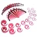 BodyJ4You 54PC Gauges Kit Ear Stretching 14G-00G Pink Glitter Spiral Tapers Plugs Piercing Set