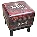 NACH FJ-14-1040B Square Faux Leather Stool/Ottoman, Black