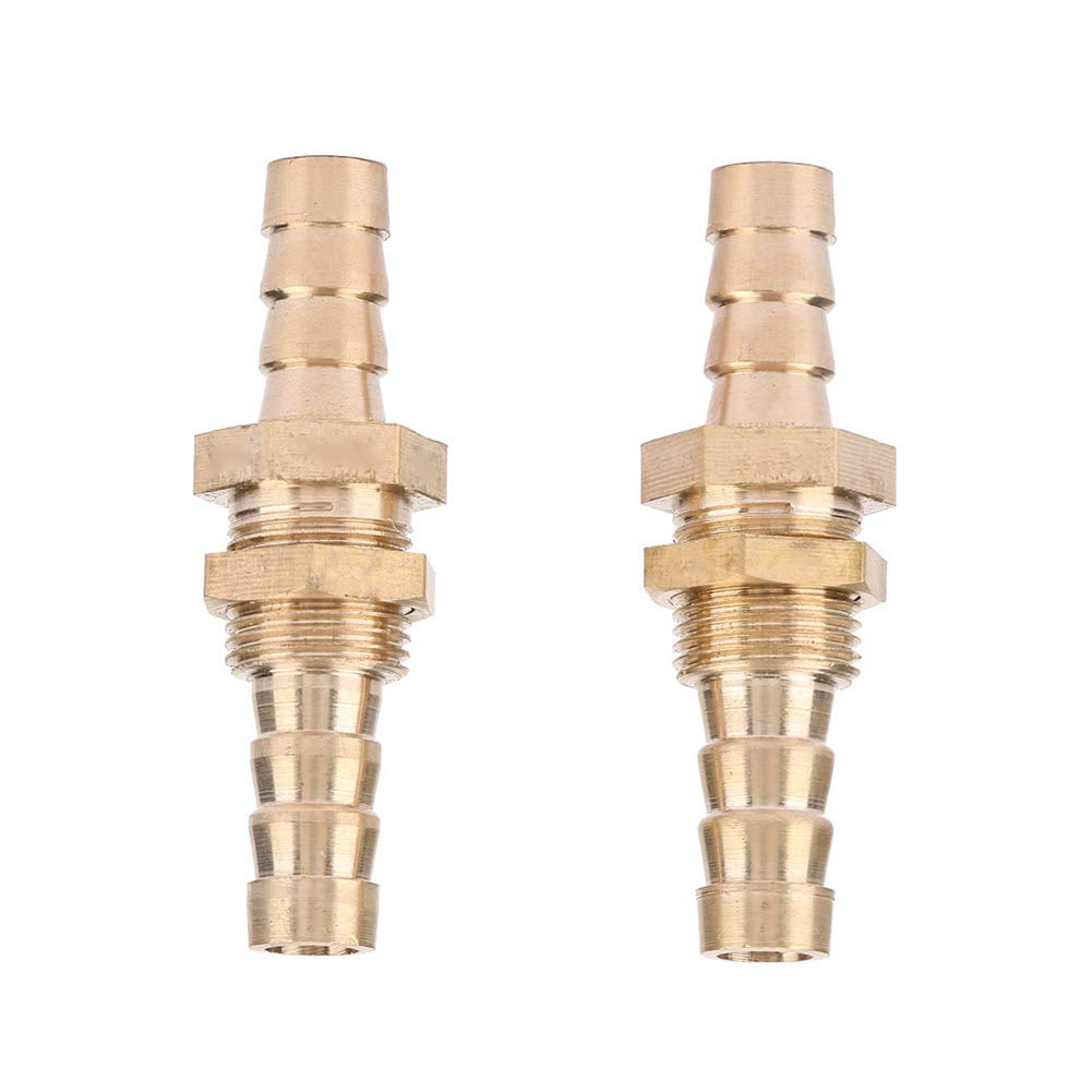 Akozon 2Pcs Hose Barb Brass Bulkhead Pipe Fitting Coupler Connector Adapter(6Mm)