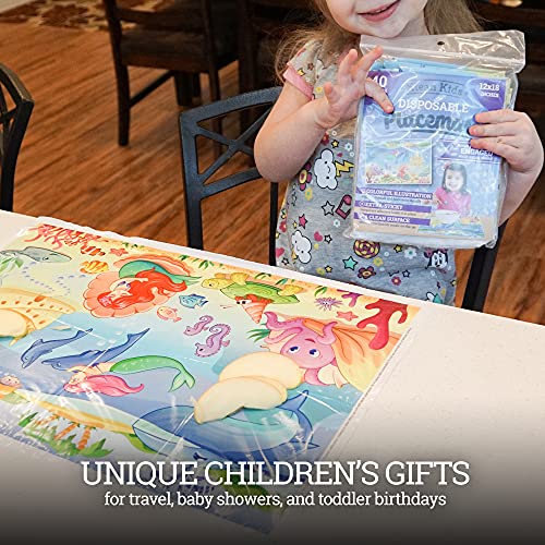 Klean Kids Mermaid Disposable Placemats for Toddlers and Baby (40 Pack