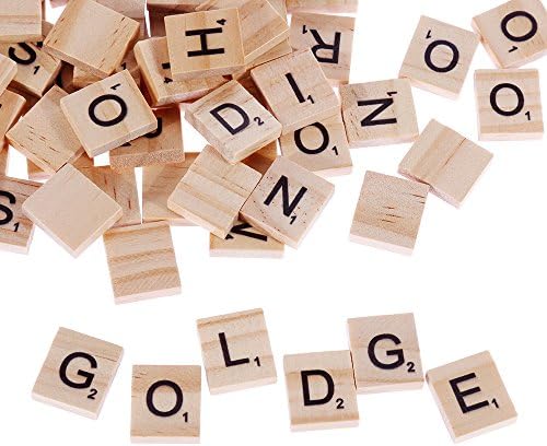 Goldge 100 Stuck Scrabble Buchstaben Holz Buchstabe Fliesen Zum Spielen Lesen Fur Vorschule Kinder Bildung Diy Handwerk Dekoration Amazon De Spielzeug