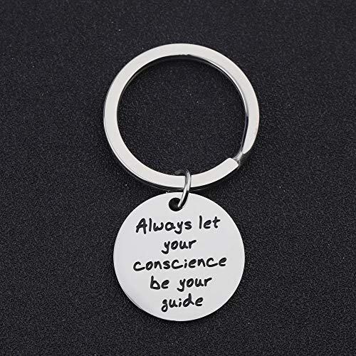 KUIYAI Always Let Your Conscience Be Your Guide Keychain Jiminy Cricket Quote Keychain Motivation Gift (Keychain)