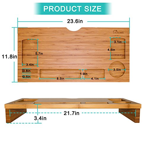 Bamboo Monitor Stand Riser, ANKO 100% Natural Bamboo Monitor Riser with Storage Organizer, Laptop, Cellphones, Cup and Daily Supplies for Home & Office. (NATURAL- 1 PACK) - Thumbnail 5