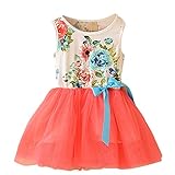 Sunsent Girls Summer Sleeveless Floral Dress One Piece Skirt Tutu Sundress