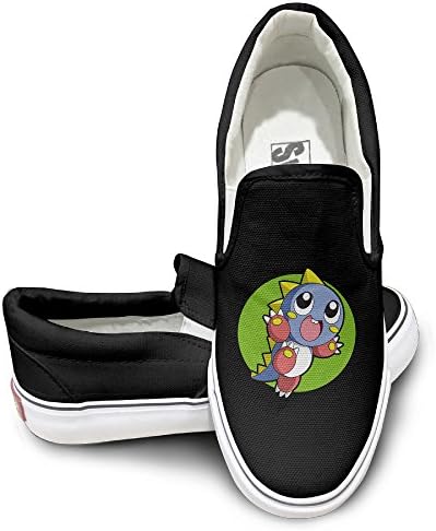 NF18G Bubble Bobble Dinosaur Funny Canvas Sneaker Size36 Black