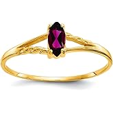 JewelryWeb 10k Yellow Gold Polished Marquise Prong set Rhodolite Garnet Ring Size 6 Ring for Women