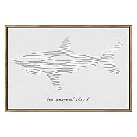 SIGNWIN Framed Canvas Print Wall Art Large Shark Line Art with Lettering Geometric Line Illustrations Modern Art Mid-Century Colorful Warm for Living Room, Bedroom, Office - 16