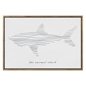 SIGNWIN Framed Canvas Print Wall Art Large Shark...