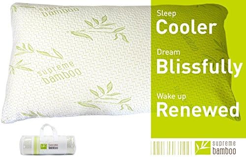 Supreme Bamboo Down Alternative Pillow with Memory Foam Liner Soft Comfort Stay Cool Bamboo Fabric Washable Zipper Case (King)