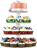 DYCacrlic Acrylic 4-Tier Round Cupcake Stand Display, Dessert Holders Cupcake Tree,Clear Tiered Cake Stand Wedding Cupcake Tower (4 Tier Round Tube)